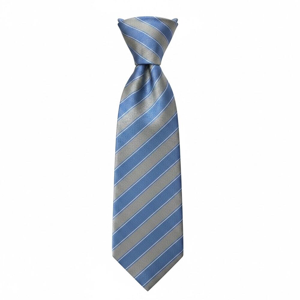 Vintage Brooks Brothers 346 Silk Repp Tie Stripe Blue & Silver USA